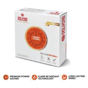 Polycab OPTIMA+ 4sqmm 90M coil | Flame Retardant | Lead free | 99.97% high purity copper | Rodent protection | PVC insulated housewire [Red]