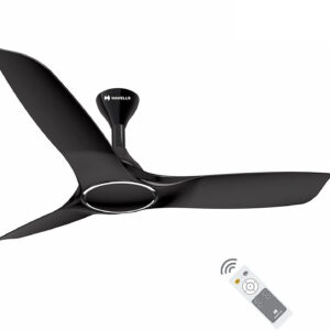 HAVELLS Stealth Air|Remote Controlled|Memory Backup|Low Noise|Upto 55% Energy Saving with 2 Year Warranty BLDC Motor 1200 mm Ceiling Fan (5 Star | Mettalic Black | Pack of 1)