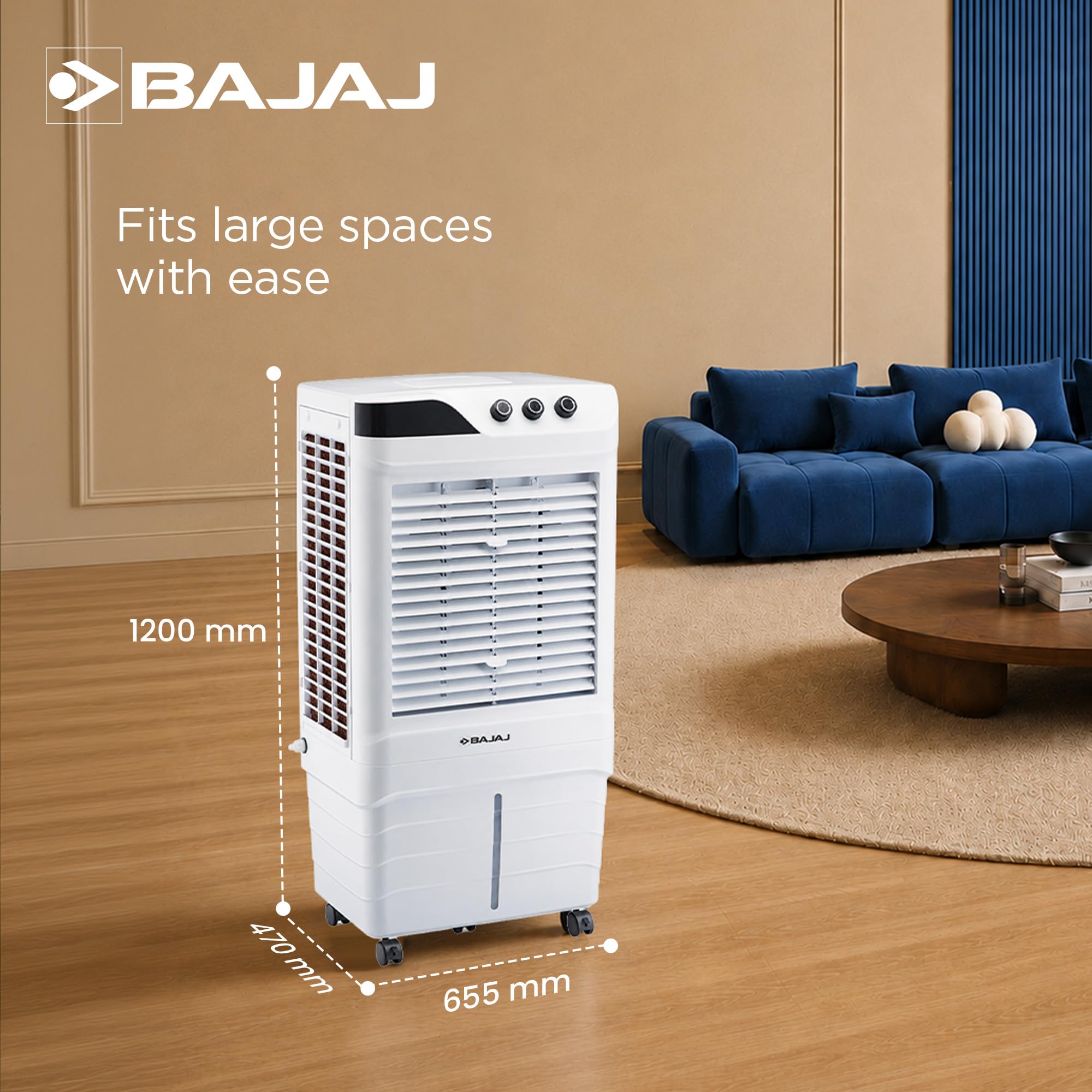 Bajaj DMH 90 Neo 90L Desert Air Cooler for Home|For Larger Room|Anti-Bacterial Honeycomb Cooling Pad|High-Speed|Ice Chamber|90Ft Air Throw|3-Speed Control|3 Year Comprehensive Product Warranty|White - Image 9